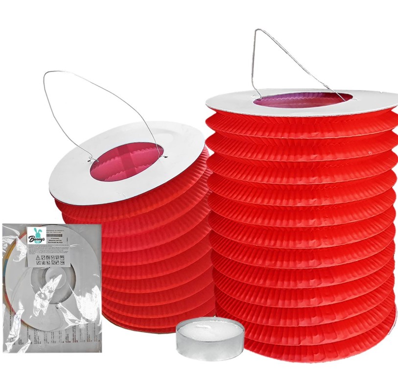 Πασχαλινό Φαναράκι Χάρτινο Κόκκινο Με Ρεσώ 16x25εκ. Bunny's 73-10 (Σετ 10 Τεμάχια) (Υλικό: Χαρτί, Χρώμα: Κόκκινο) - Bunny's - 73-10